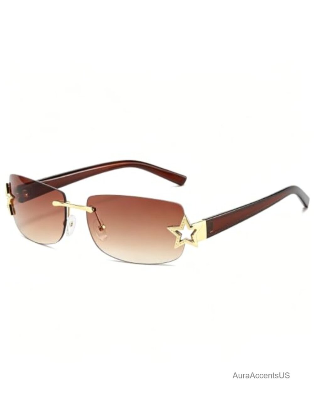 Rimless Y2K Star Sunglasses Rectangle UV400 Protection Retro
